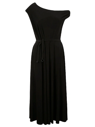 Shop Norma Kamali Drop Shoulder Flared Dress In Black