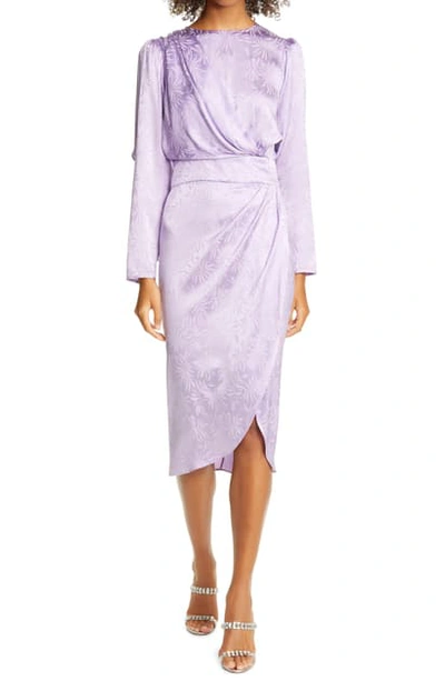Shop Ronny Kobo Jade Long Sleeve Silk Blend Dress In Lavender