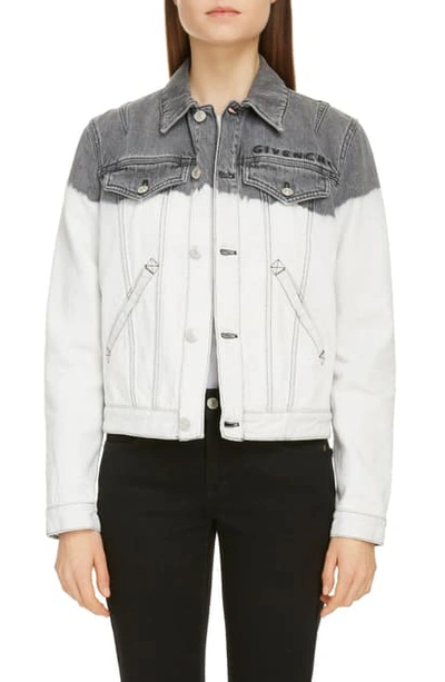 Shop Givenchy Dip Dye Denim Jacket In Black White