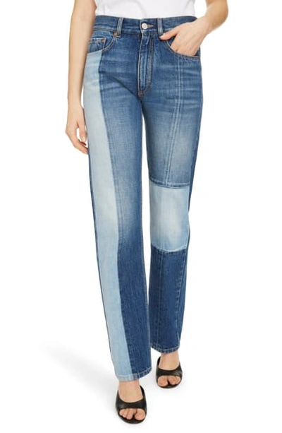 Shop Givenchy Contrast Panel Straight Leg Jeans In Denim Mix