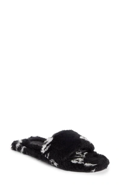 Shop Balenciaga Fluffy Slide Sandal In Black/ White