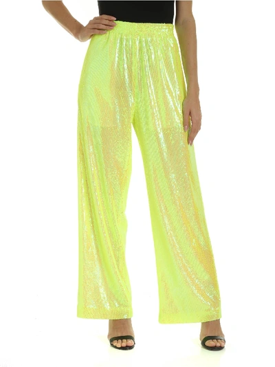 Shop Mm6 Maison Margiela Sequins Trousers In Neon Yellow