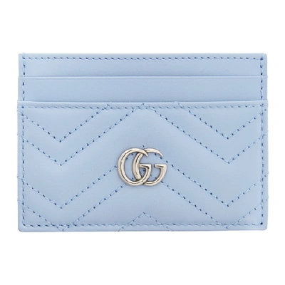 Shop Gucci Blue Gg Marmont Card Case In 4928 Lt Blu