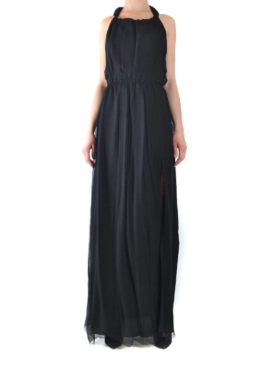Shop Dondup Chiffon Long Dress In Black