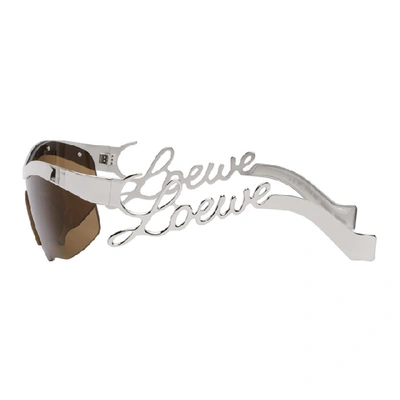 Shop Loewe Silver Logo Mask Sunglasses In 16n Palladi