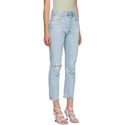 Shop Agolde Blue Riley High Rise Straight Crop Jeans In Shatter