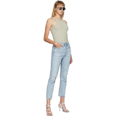 Shop Agolde Blue Riley High Rise Straight Crop Jeans In Shatter
