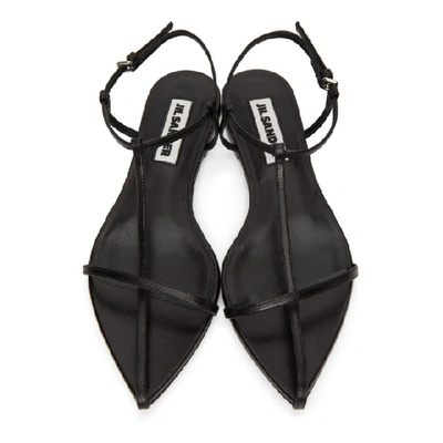 Shop Jil Sander Black & White Pointy Toe Flat Sandals In Burro