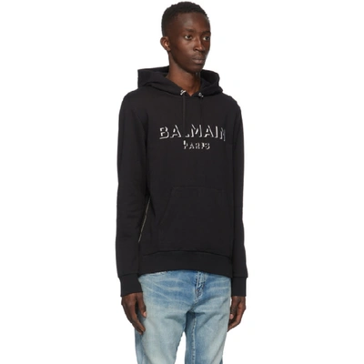 Shop Balmain Black 3d Logo Hoodie In 0pa Noir