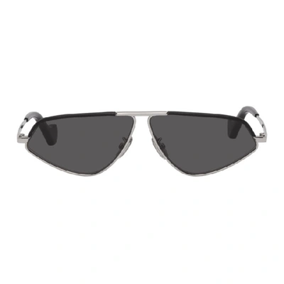 Shop Loewe Black And Silver Geometric Sunglasses In Shiny Palla