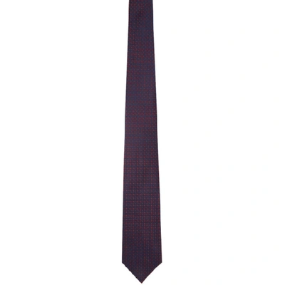 Shop Brioni Navy And Burgundy Silk Polka Dot Tie In 4161 Navy/b