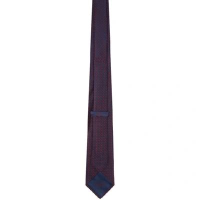 Shop Brioni Navy And Burgundy Silk Polka Dot Tie In 4161 Navy/b
