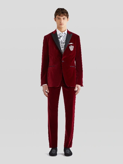 Shop Etro Velvet Tailored Trousers In Red