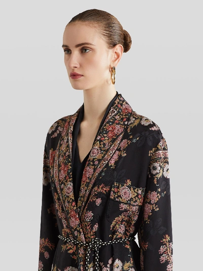 Shop Etro Floral Print Kimono Jacket In Black