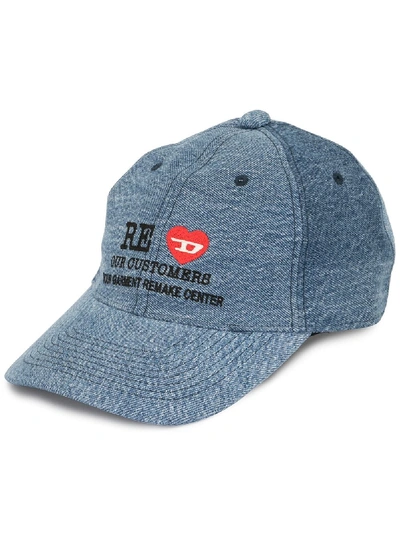 Shop Diesel Red Tag X Readymade Embroidered Denim Cap In Blue