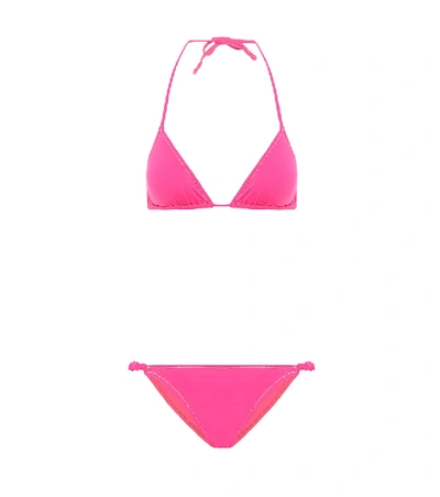 Shop Reina Olga Scrunchie Triangle Bikini In Pink