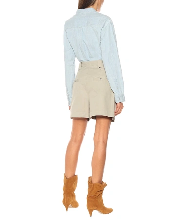 Shop Isabel Marant Étoile Palino High-rise Cotton Shorts In Beige