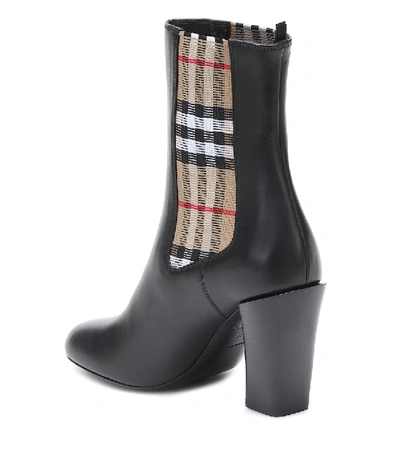 Shop Burberry Vintage Check Leather Ankle Boots In Black