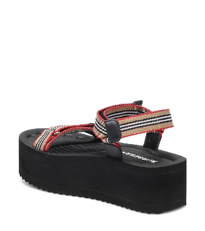 Shop Burberry Icon Stripe Platform Sandals In Beige