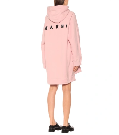 Shop Marni Floral Hooded Cotton-jersey Dress In Pink