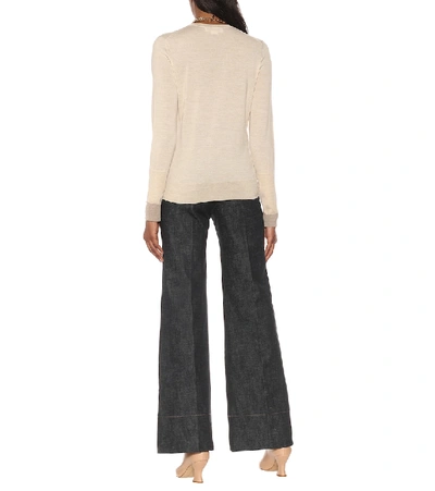 Shop Victoria Beckham Wool Crewneck Sweater In Beige