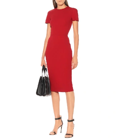 Shop Victoria Beckham Crêpe Midi Pencil Dress In Red