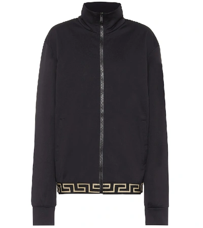 Shop Versace Greca Cotton-blend Jacket In Black
