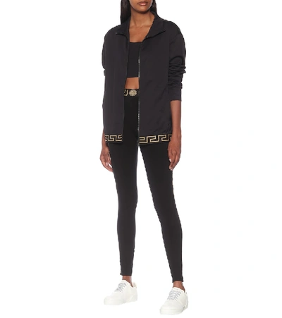 Shop Versace Greca Cotton-blend Jacket In Black