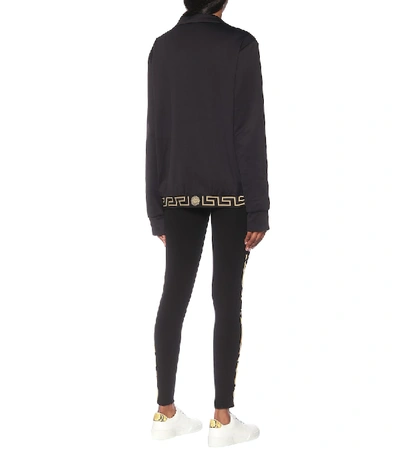 Shop Versace Greca Cotton-blend Jacket In Black