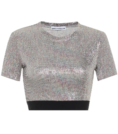 Shop Paco Rabanne Lamé-jersey Crop Top In Multicoloured