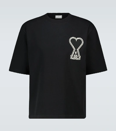 Shop Ami Alexandre Mattiussi Ami De Coeur Cotton T-shirt In Black