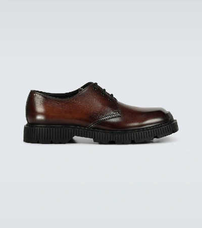 Shop Berluti Camden Leather Derby Shoes In Brown