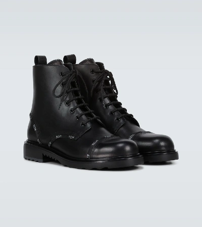 Shop Valentino Garavani Vltn Band Combat Boots In Black