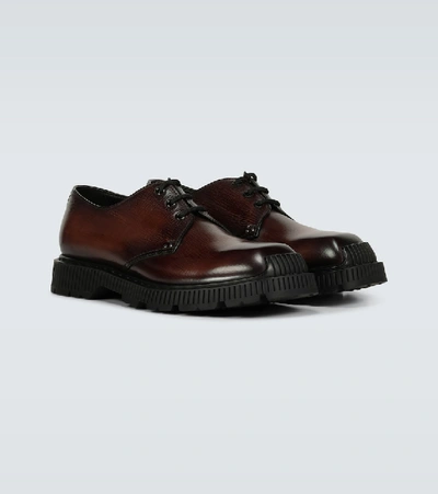 Shop Berluti Camden Leather Derby Shoes In Brown