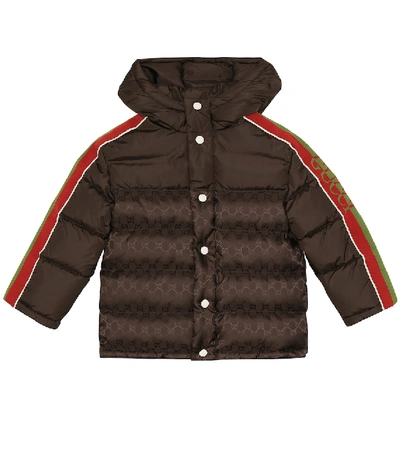 Shop Gucci Down Puffer Jacket In Brown