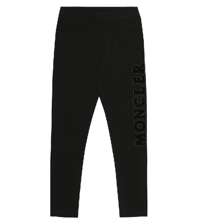 Shop Moncler Enfant Logo Stretch-jersey Trackpants In Black
