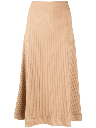 Shop Maggie Marilyn Ribbed-knit Midi Skirt In Neutrals