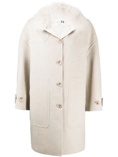 Shop Manzoni 24 Oversized Single-breasted Coat In Neutrals
