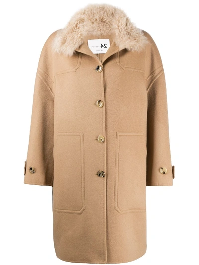 Shop Manzoni 24 Single-breasted Coat In Neutrals