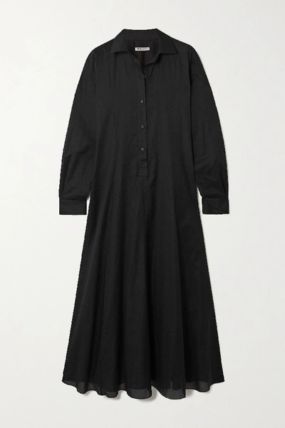 Shop Three Graces London Fallon Cotton-gauze Shirt Dress In Black