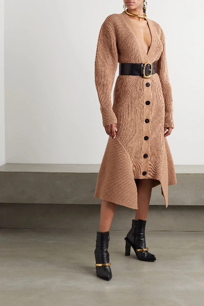 Shop Alexander Mcqueen Ribbed Wool And Cashmere-blend Coat In Camel