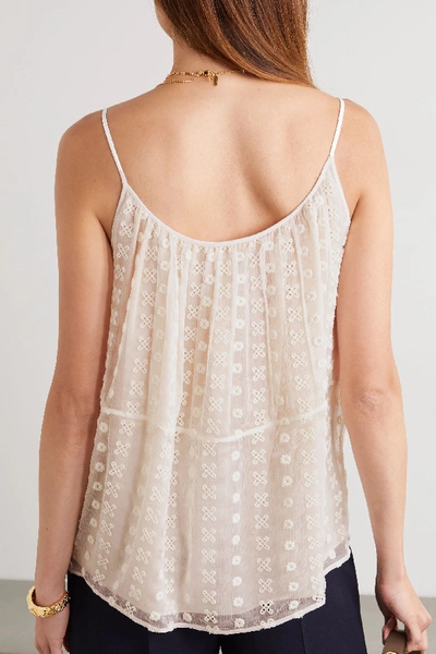 Shop Chloé Broderie Anglaise Silk-crepon Camisole In White