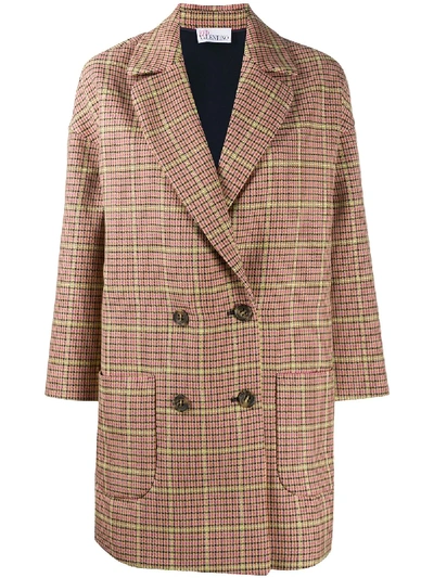 Shop Red Valentino Houndstooth Double-breasted Coat In Neutrals
