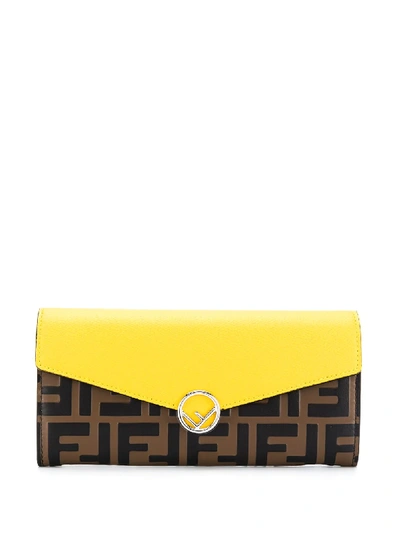 Shop Fendi F Is  Continental Wallet In Yellow