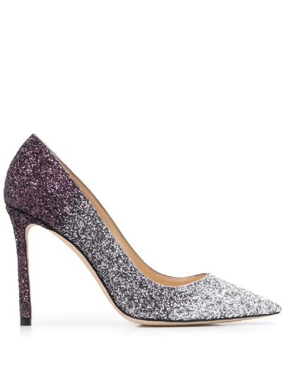 Shop Jimmy Choo Romy 100mm Pumps In Silver