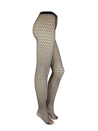 Shop Wolford Sail Net Tights In Black