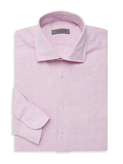 Shop Corneliani Cotton & Linen Dress Shirt In Light Pink