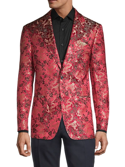 Shop Tallia Dragon Dinner Jacket In Red Gold