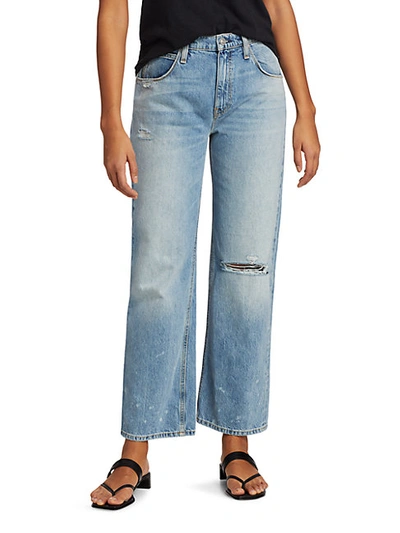 Shop Hudson Sloane Distressed Wide Jeans In Hesitate