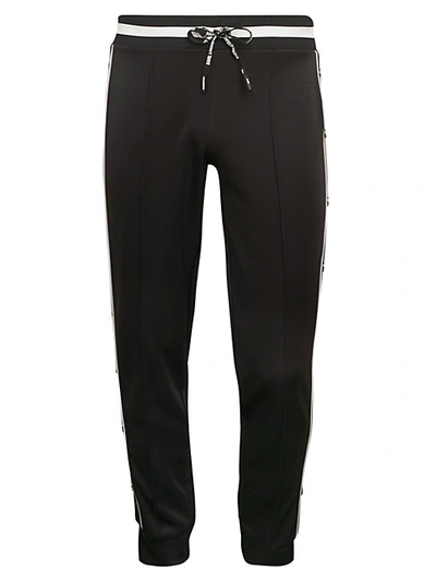 Shop Karl Lagerfeld Button-side Jogging Pants In Black White